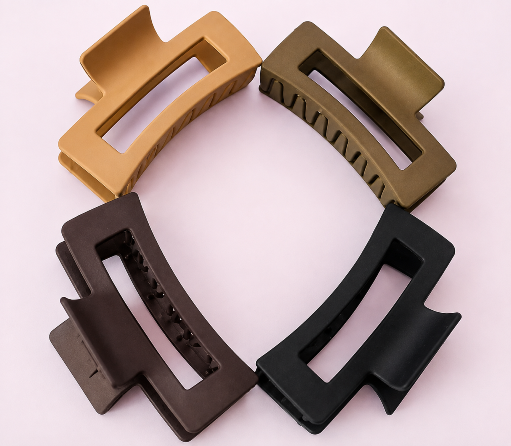 Matte Rectangular Hair Claw Clips – Set of 4