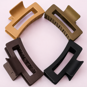 Matte Rectangular Hair Claw Clips – Set of 4