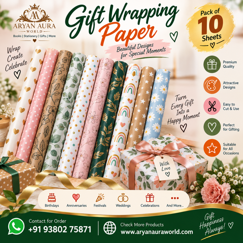 Gift Wrapping Paper – Pack of 10 Sheets | Assorted Designs