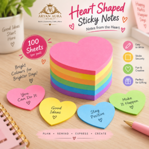 Colourful Heart-Shaped Sticky Notes – 100 Sheets