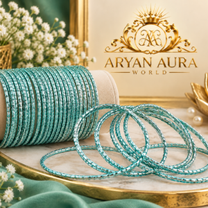 Elegant Textured  Light Green Metal Bangles