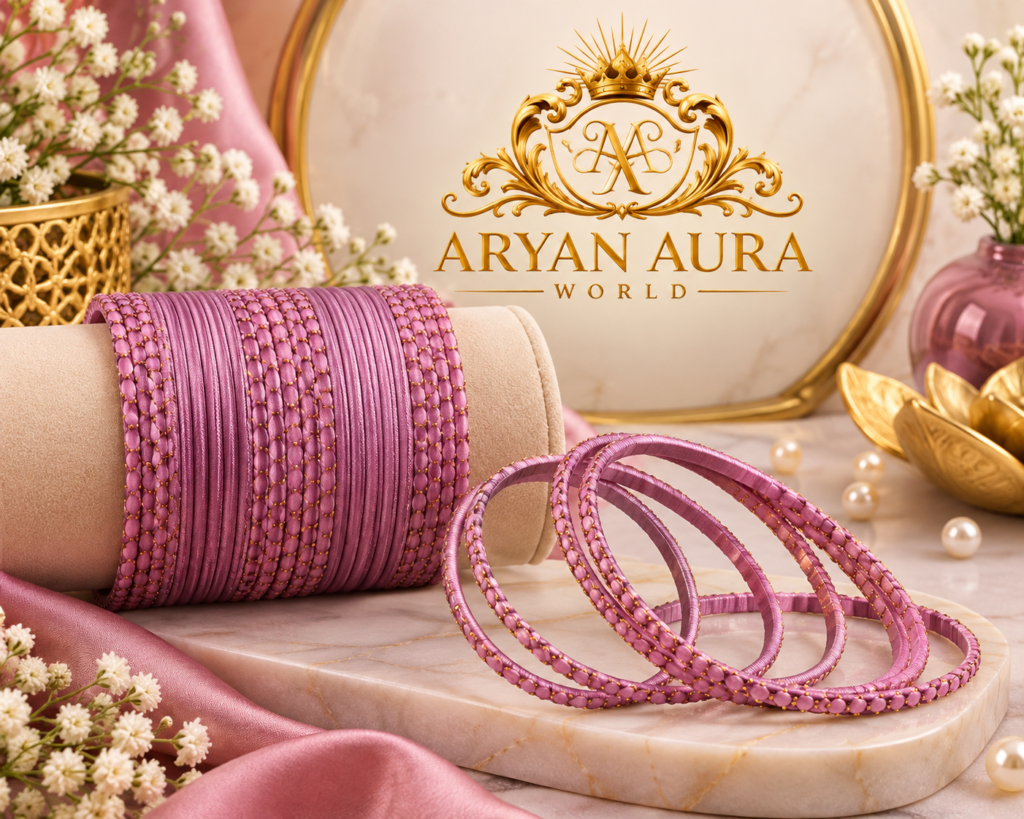 Elegant Textured Bangles Pink with Gold-Tone Accents