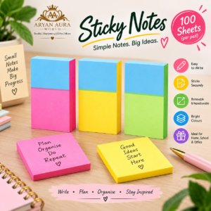 Colourful Rectangular Sticky Notes – 100 Sheets